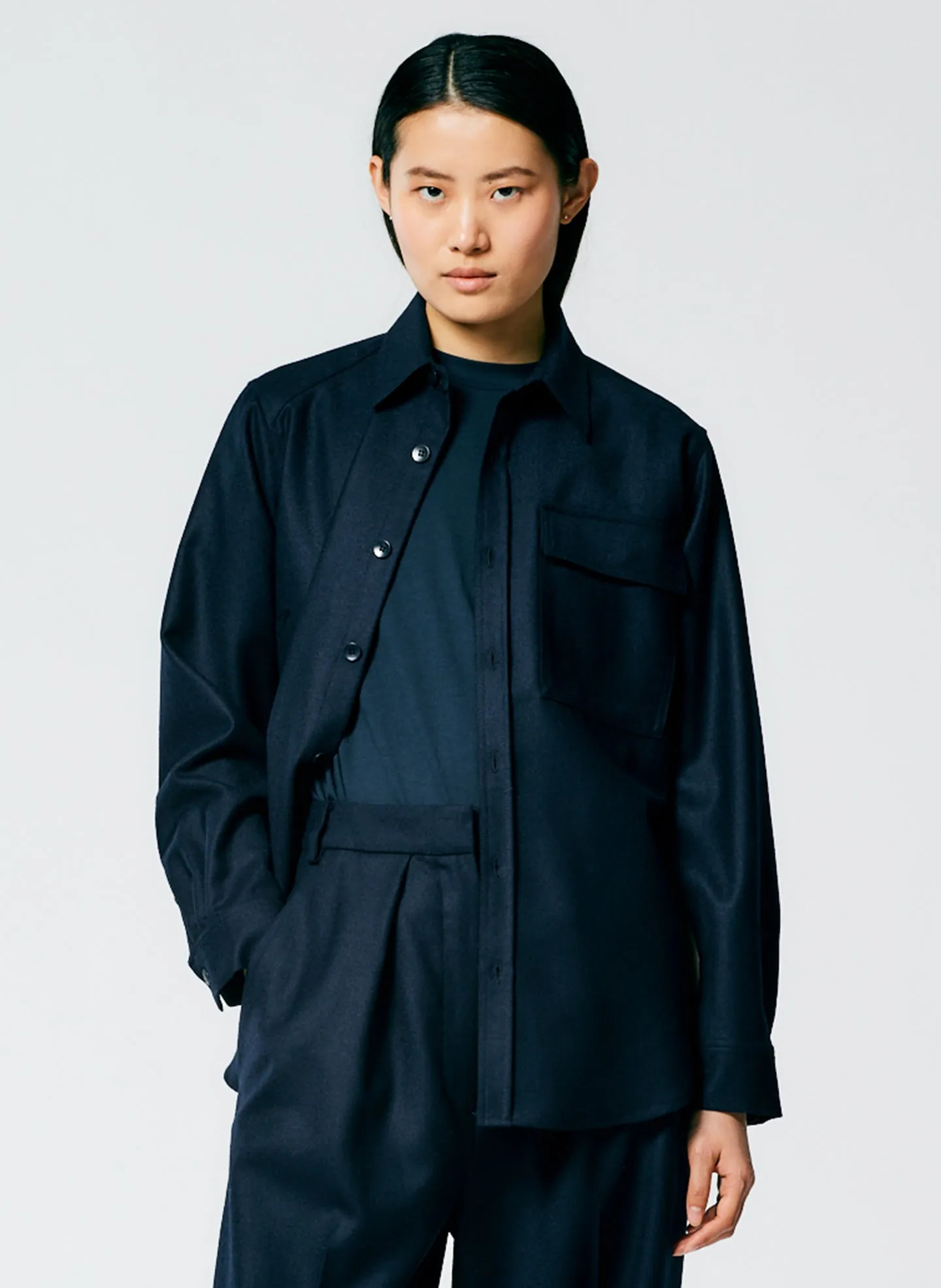 Superfine Wool Flannel Shirt With Inseam Vent sold by Tibi product image thumbnail 5