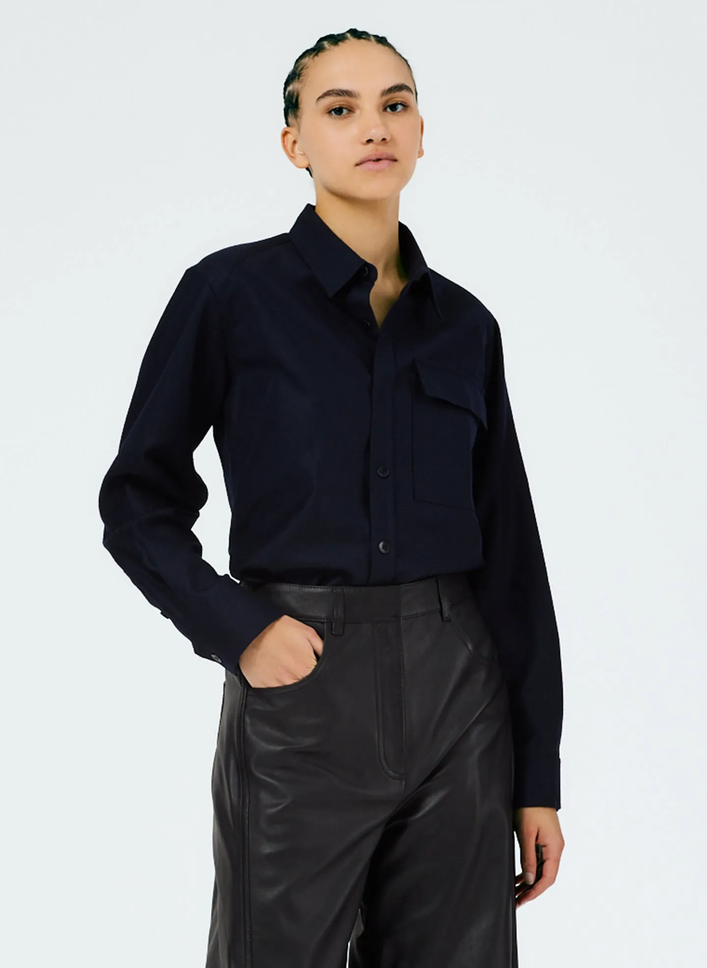 Superfine Wool Flannel Shirt With Inseam Vent sold by Tibi