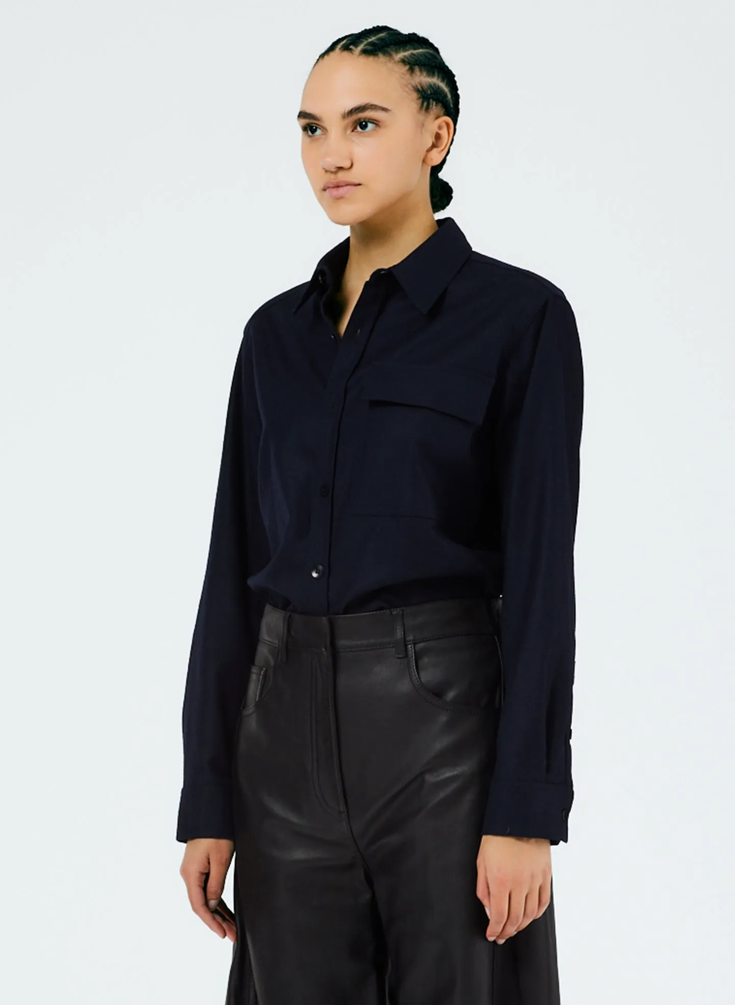 Superfine Wool Flannel Shirt With Inseam Vent sold by Tibi product image thumbnail 2