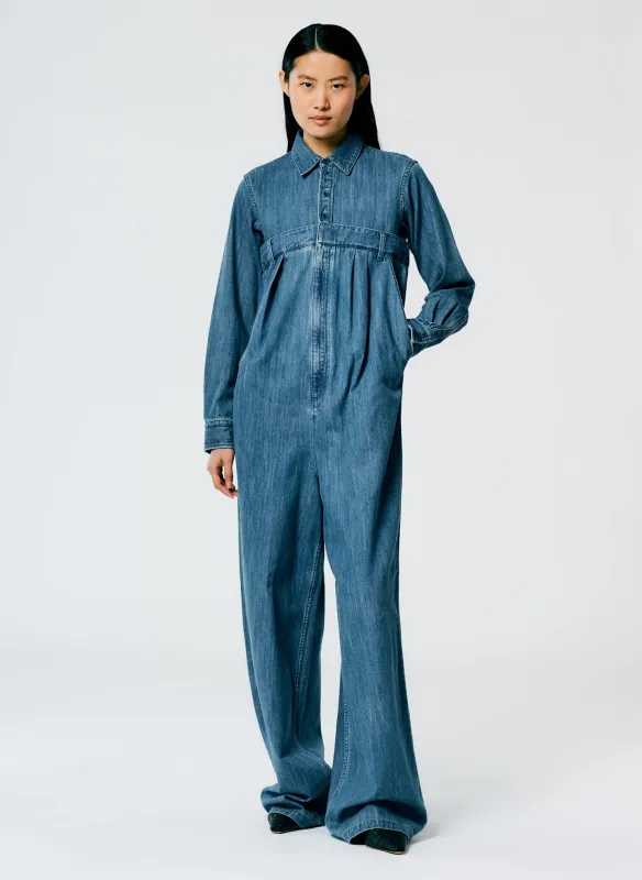 Lightweight Stone Washed Denim Jumpsuit made by Tibi