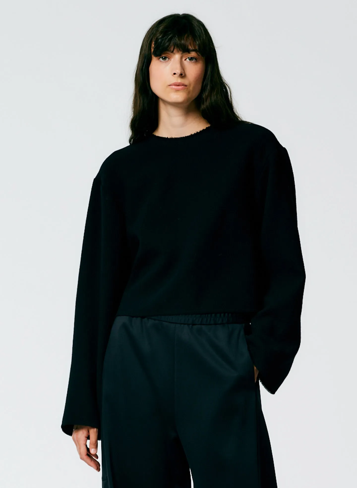 Melee Crepe Long Sleeve Cropped Top sold by Tibi