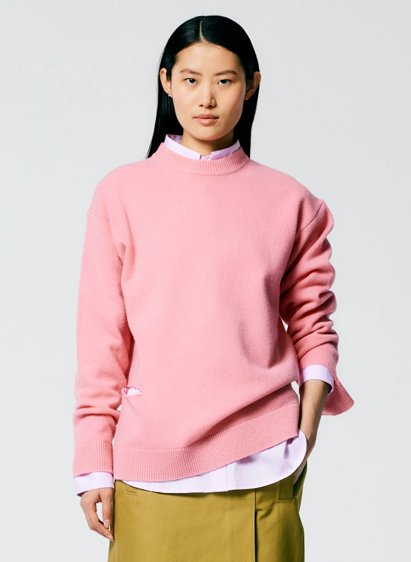 Soft Lambswool Crewneck Easy Pullover sold by Tibi