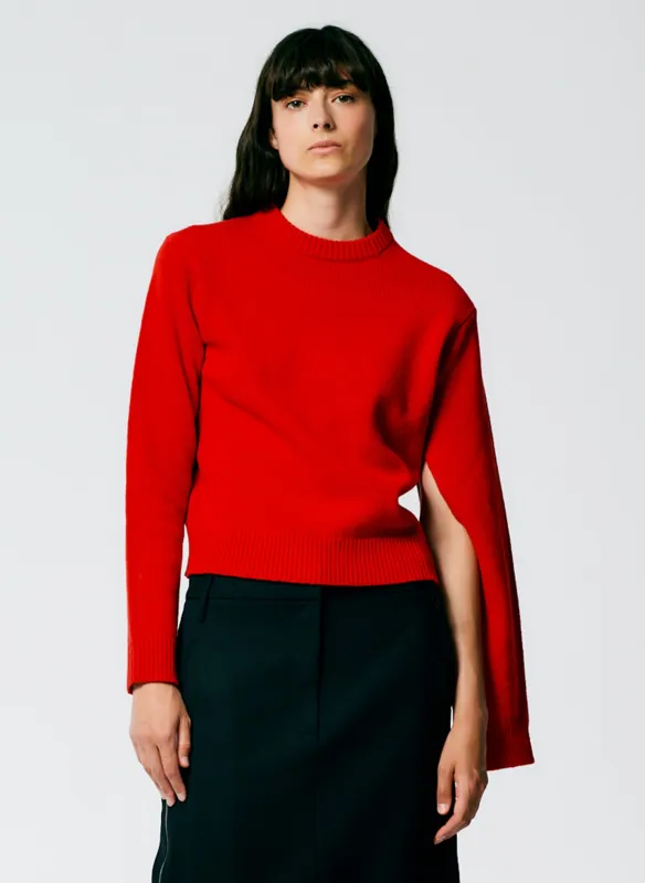 Soft Lambswool Shrunken Crewneck Pullover made by Tibi