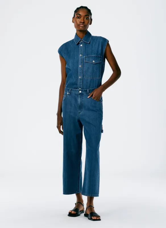 Stone Washed Denim Cropped Slouchy Carpenter Jean sold by Tibi