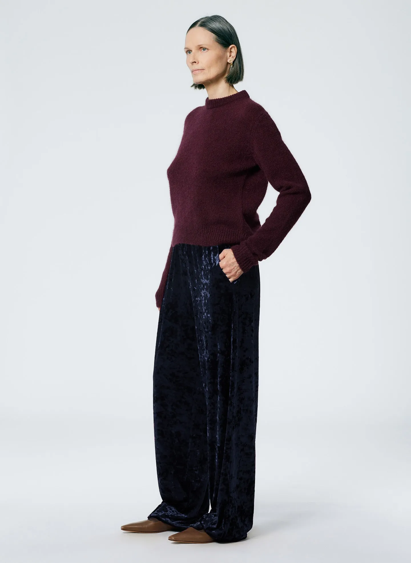 Stretch Velvet Wide Leg Pull On Pant sold by Tibi product image thumbnail 3