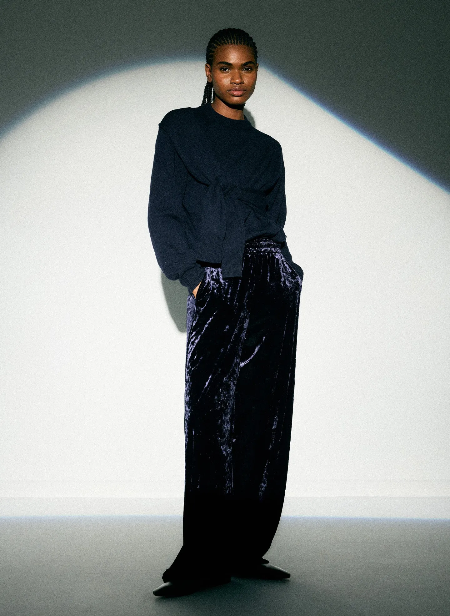 Stretch Velvet Wide Leg Pull On Pant sold by Tibi product image thumbnail 2
