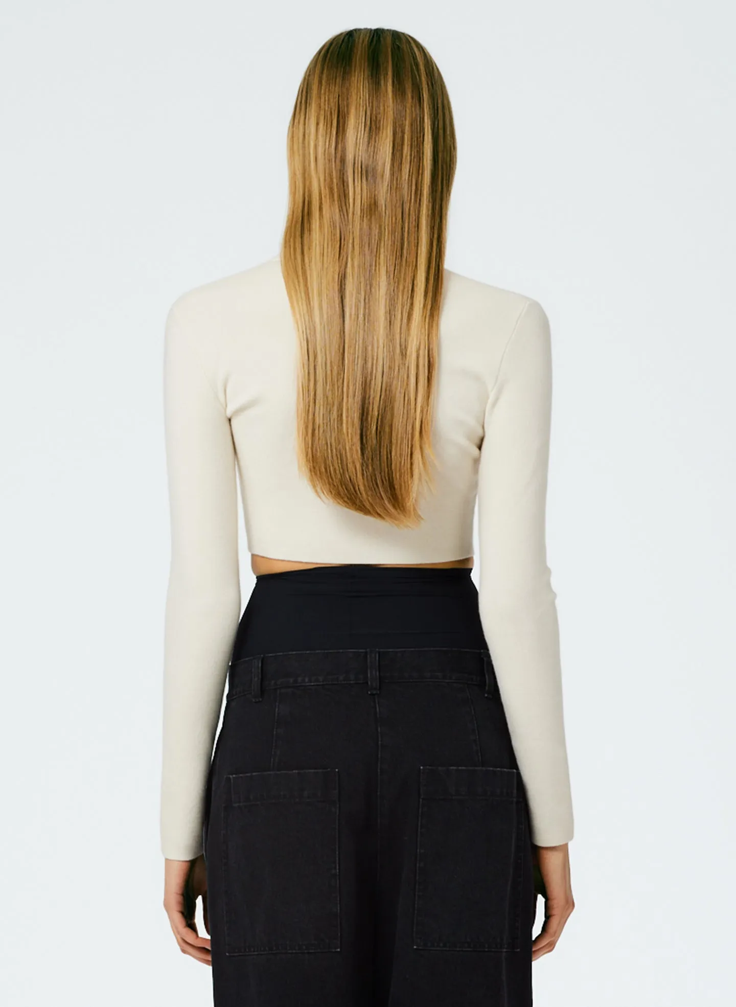 Double Faced Cashmere Mini Long Sleeve Cropped Pullover sold by Tibi product image thumbnail 3