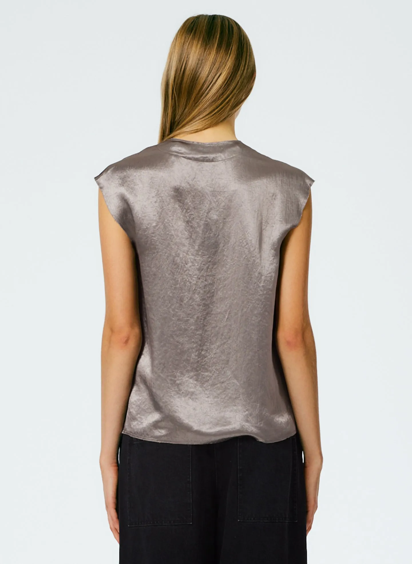Sion Satin V-Neck Scarf Top sold by Tibi product image thumbnail 4