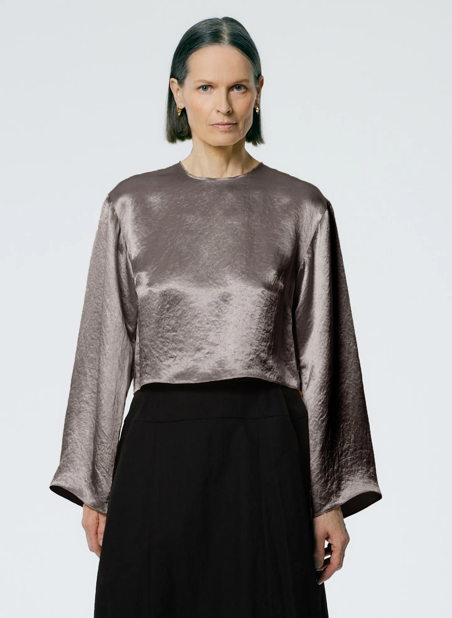 Sion Satin Long Sleeve Cropped Top sold by Tibi product image thumbnail 5