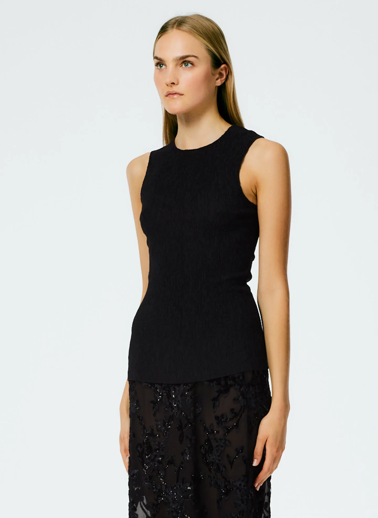 Sage Crinkle Lyocell Fitted Tank sold by Tibi product image thumbnail 3