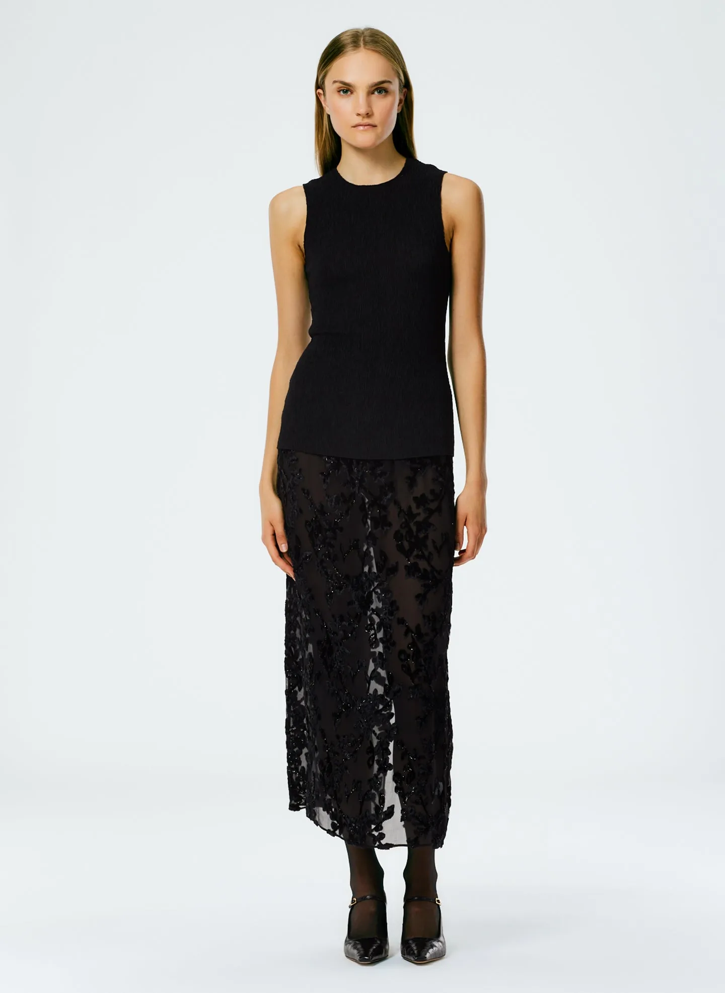 Sage Crinkle Lyocell Fitted Tank sold by Tibi product image thumbnail 5