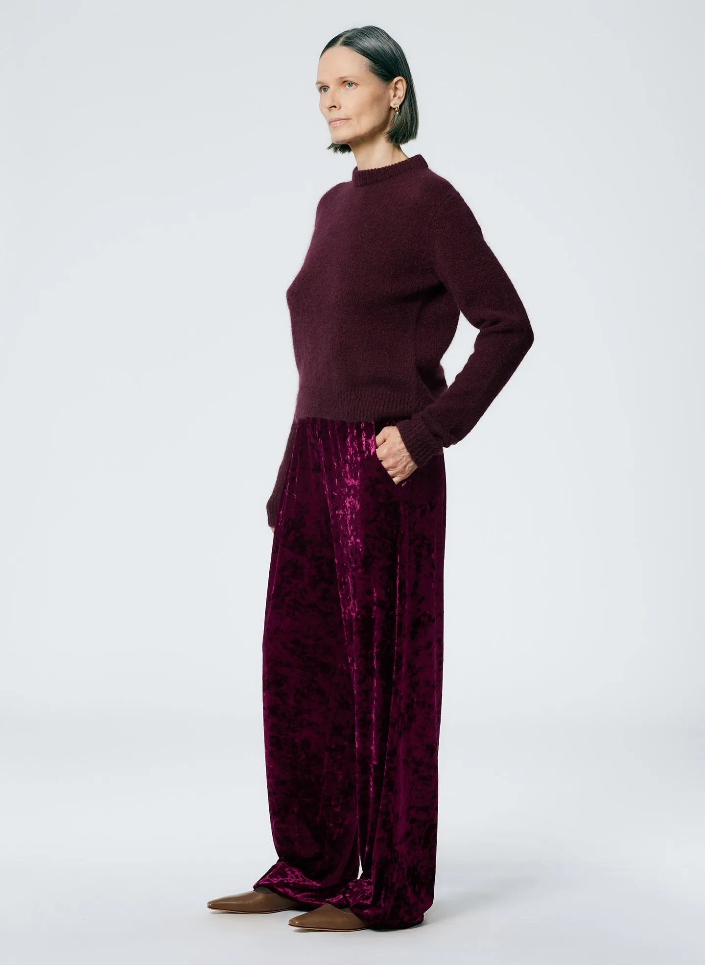 Stretch Velvet Wide Leg Pull On Pant sold by Tibi product image thumbnail 2