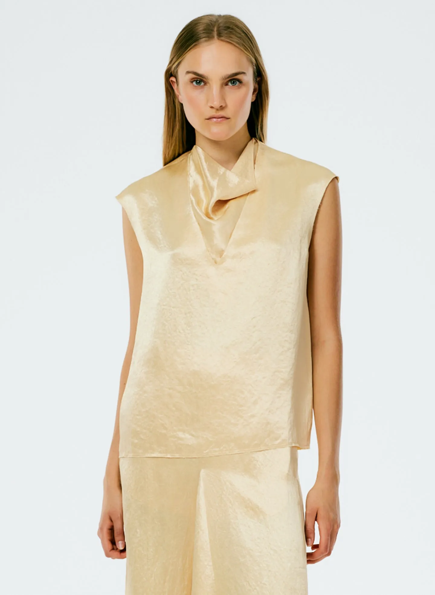 Sion Satin V-Neck Scarf Top sold by Tibi product image thumbnail 4