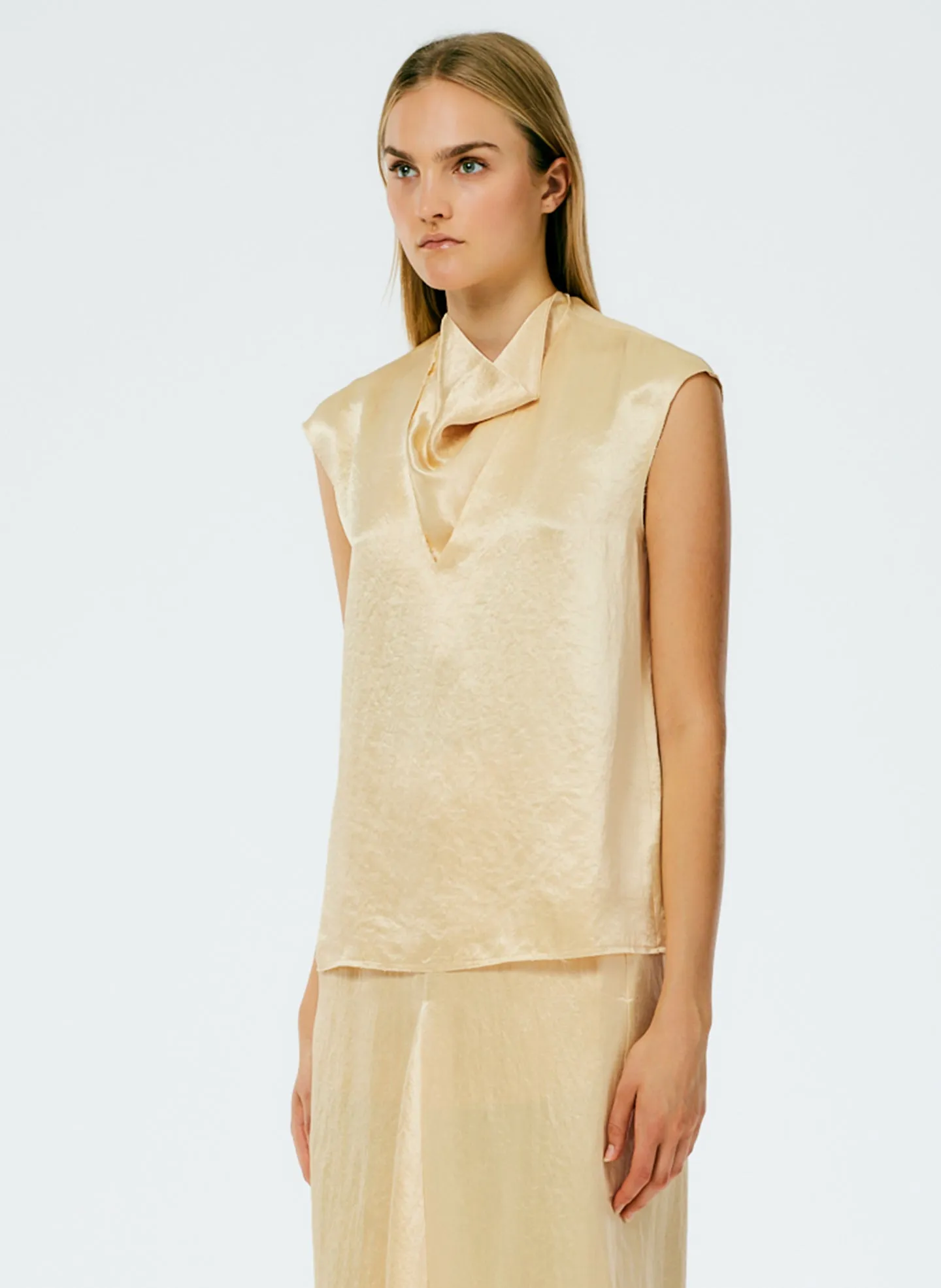 Sion Satin V-Neck Scarf Top sold by Tibi product image thumbnail 5