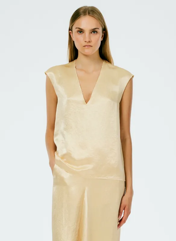Sion Satin V-Neck Scarf Top made by Tibi
