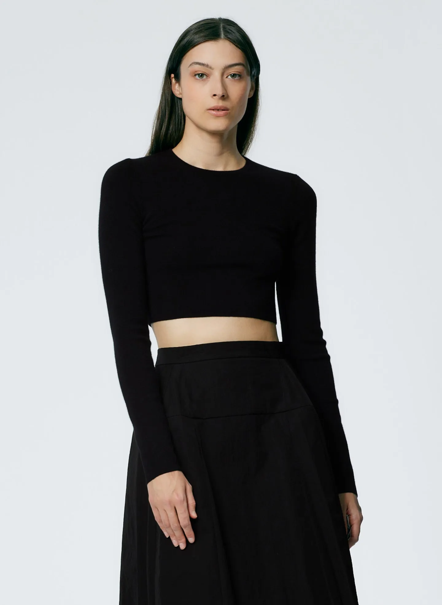 Double Faced Cashmere Mini Long Sleeve Cropped Pullover sold by Tibi product image thumbnail 5