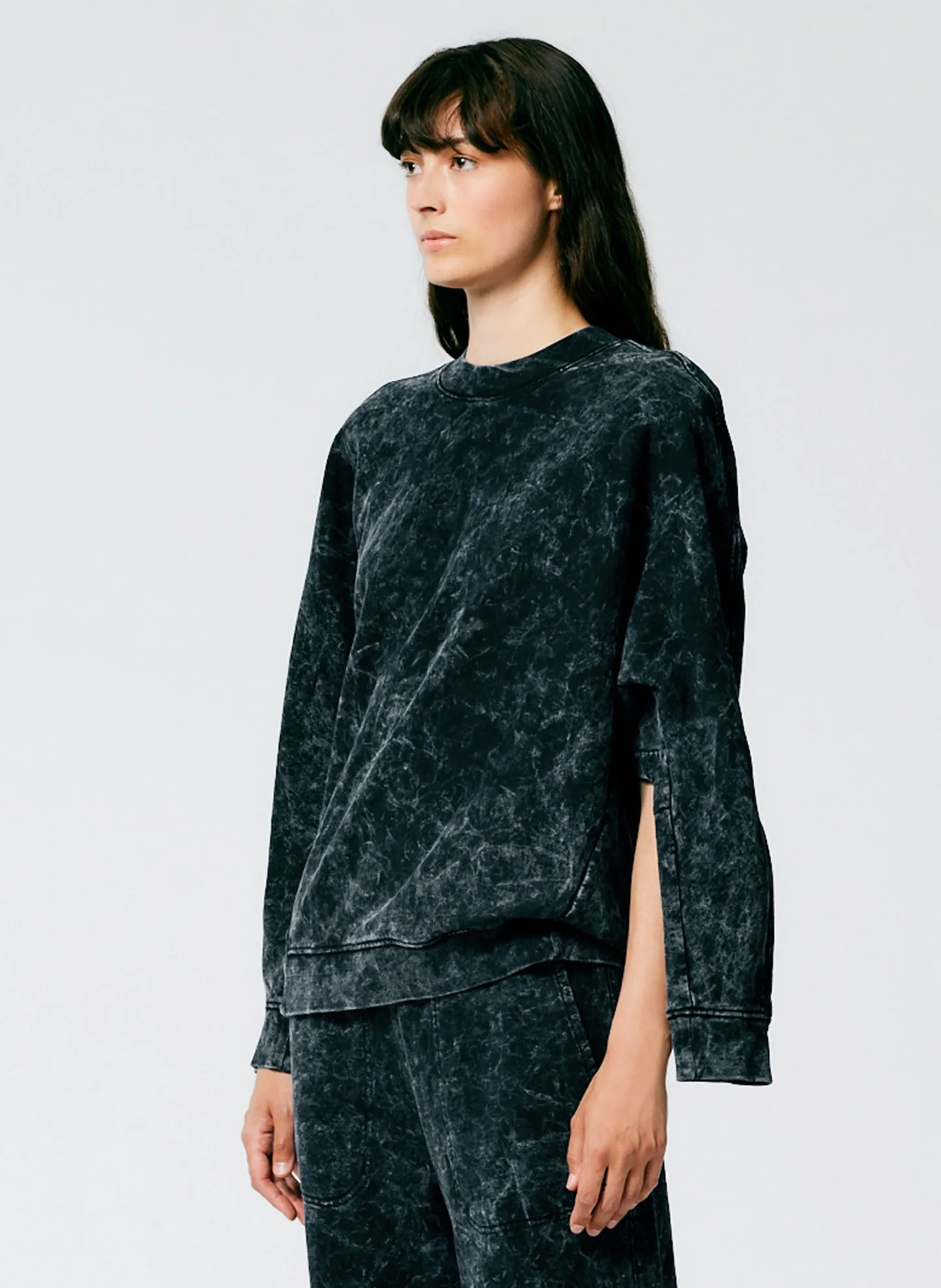 Acid Wash Cocoon Crewneck Sweatshirt sold by Tibi product image thumbnail 2