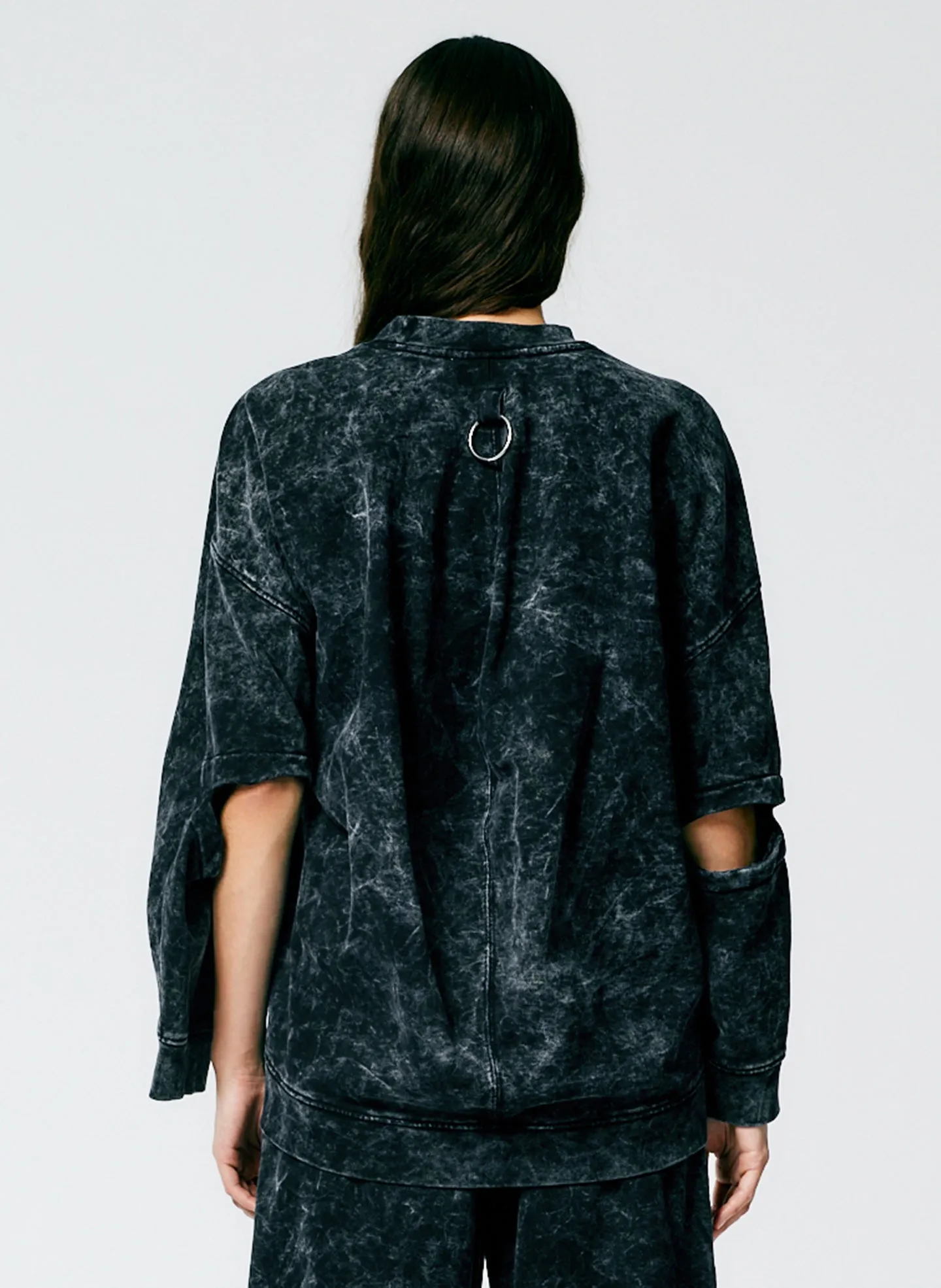 Acid Wash Cocoon Crewneck Sweatshirt sold by Tibi product image thumbnail 3