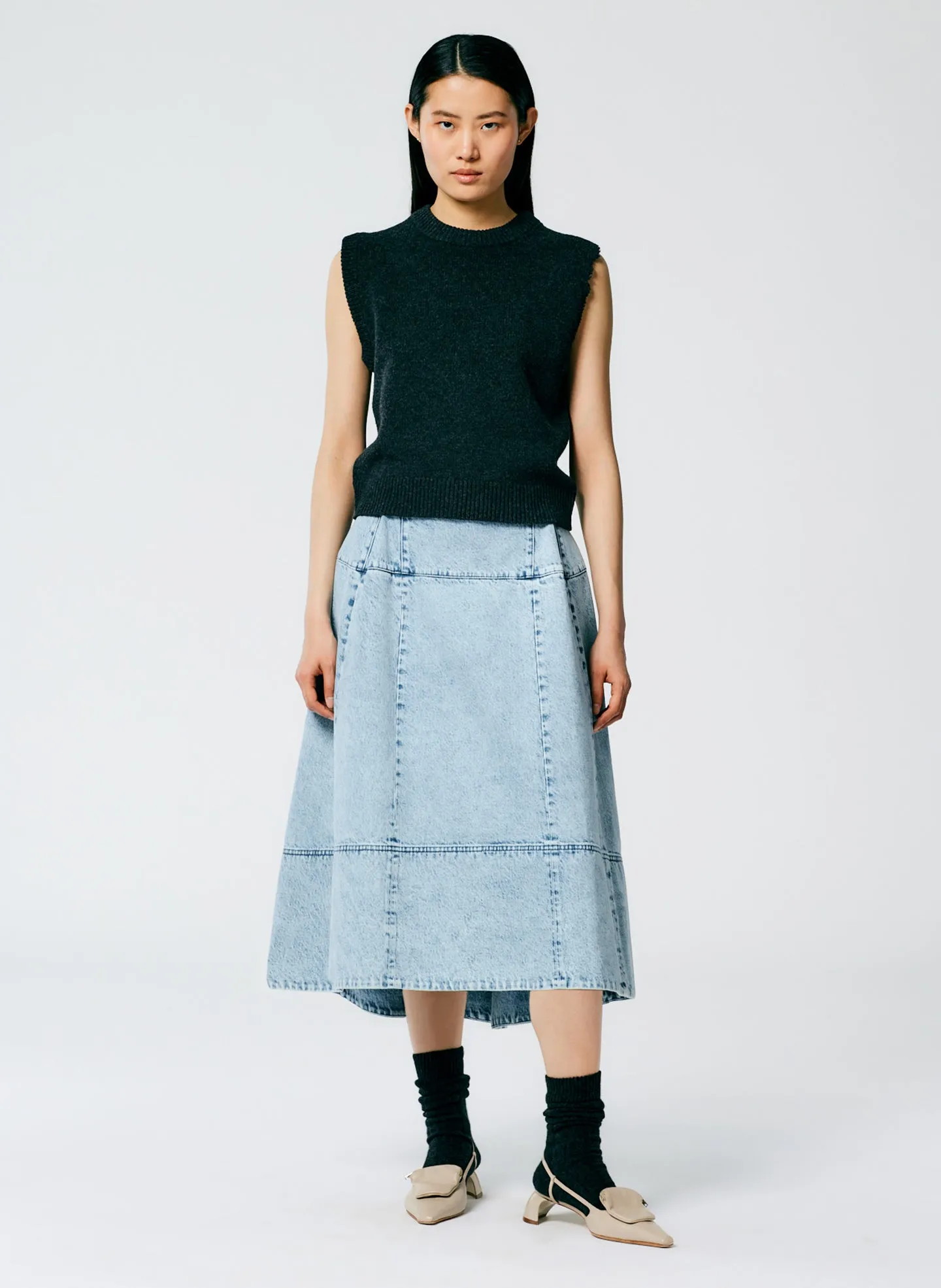 Acid Iceberg Denim Sculpted Skirt sold by Tibi product image thumbnail 4