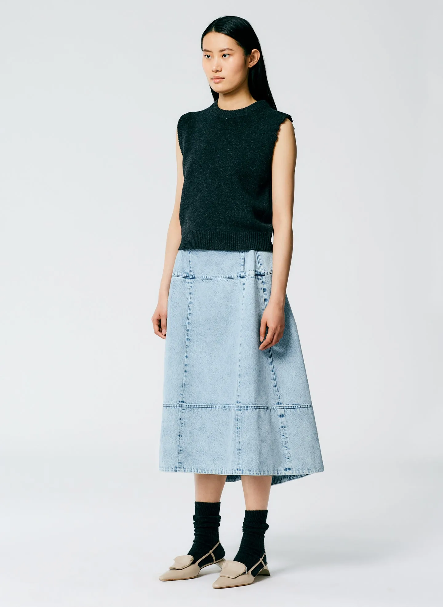 Acid Iceberg Denim Sculpted Skirt sold by Tibi product image thumbnail 5