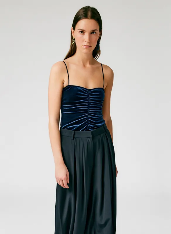 Stretch Velvet Ruched Cami made by Tibi