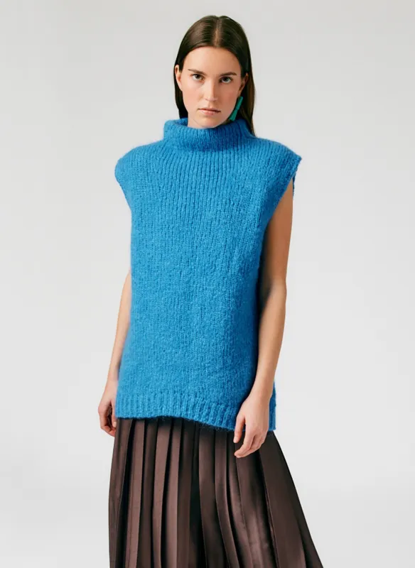 Claude Mohair Cocoon Funnelneck Vest made by Tibi