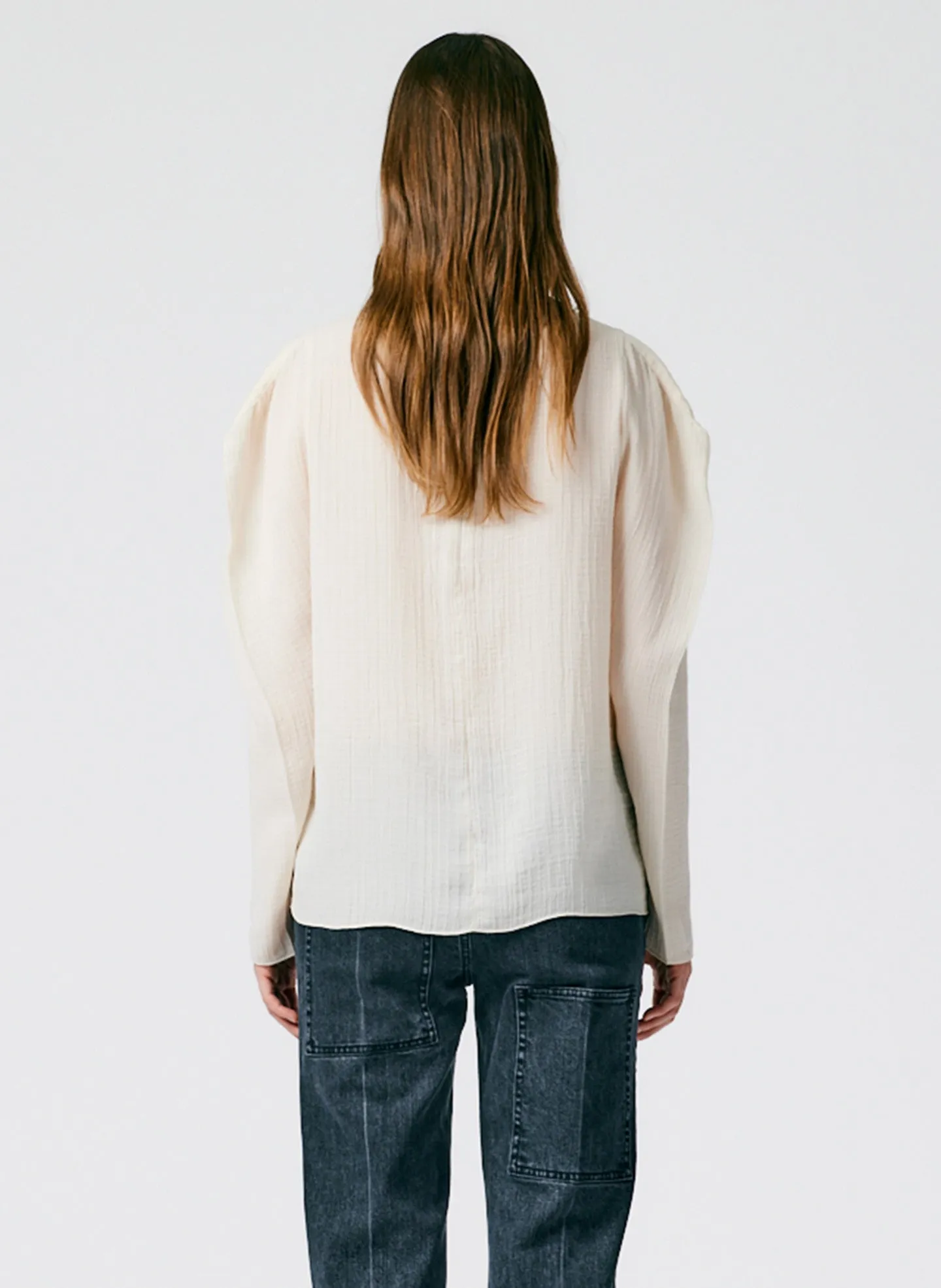 Matte Crinkle Long Square Sleeve Top sold by Tibi product image thumbnail 4