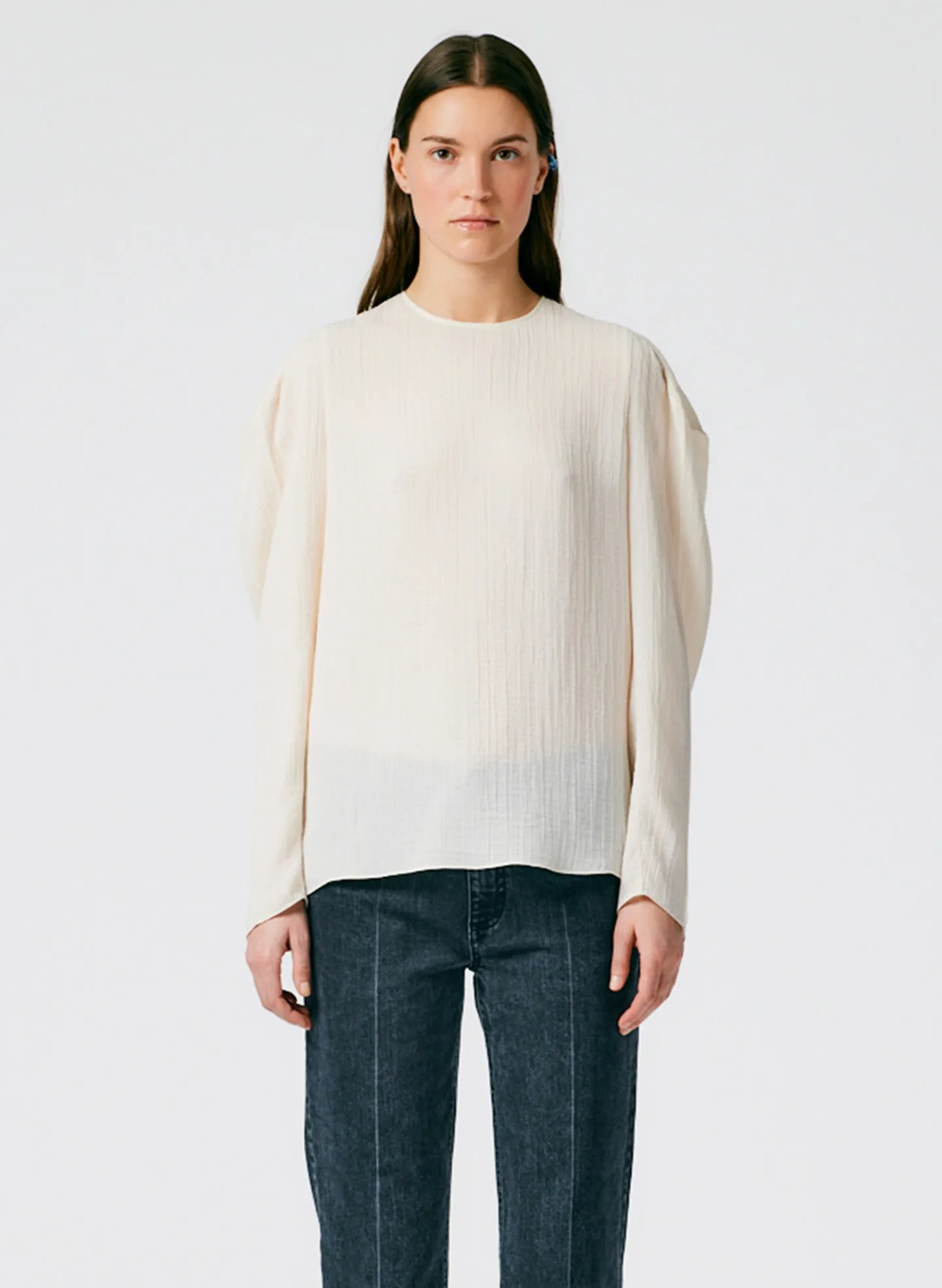 Matte Crinkle Long Square Sleeve Top sold by Tibi product image thumbnail 2