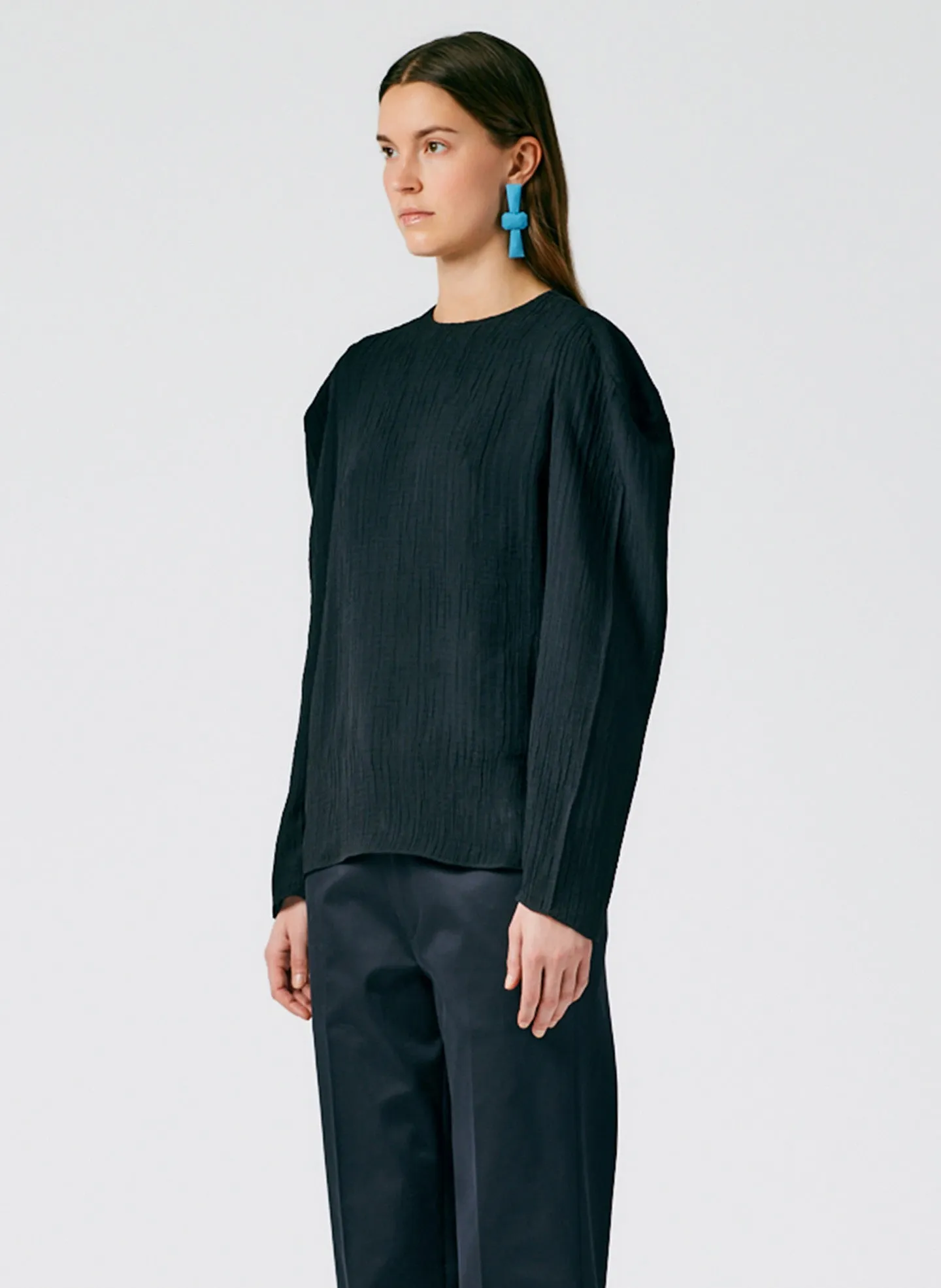 Matte Crinkle Long Square Sleeve Top sold by Tibi product image thumbnail 3