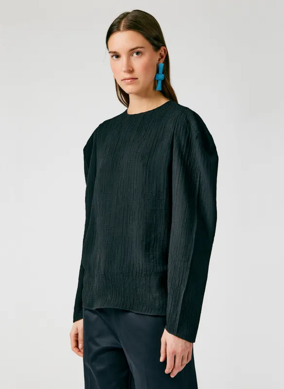Matte Crinkle Long Square Sleeve Top sold by Tibi