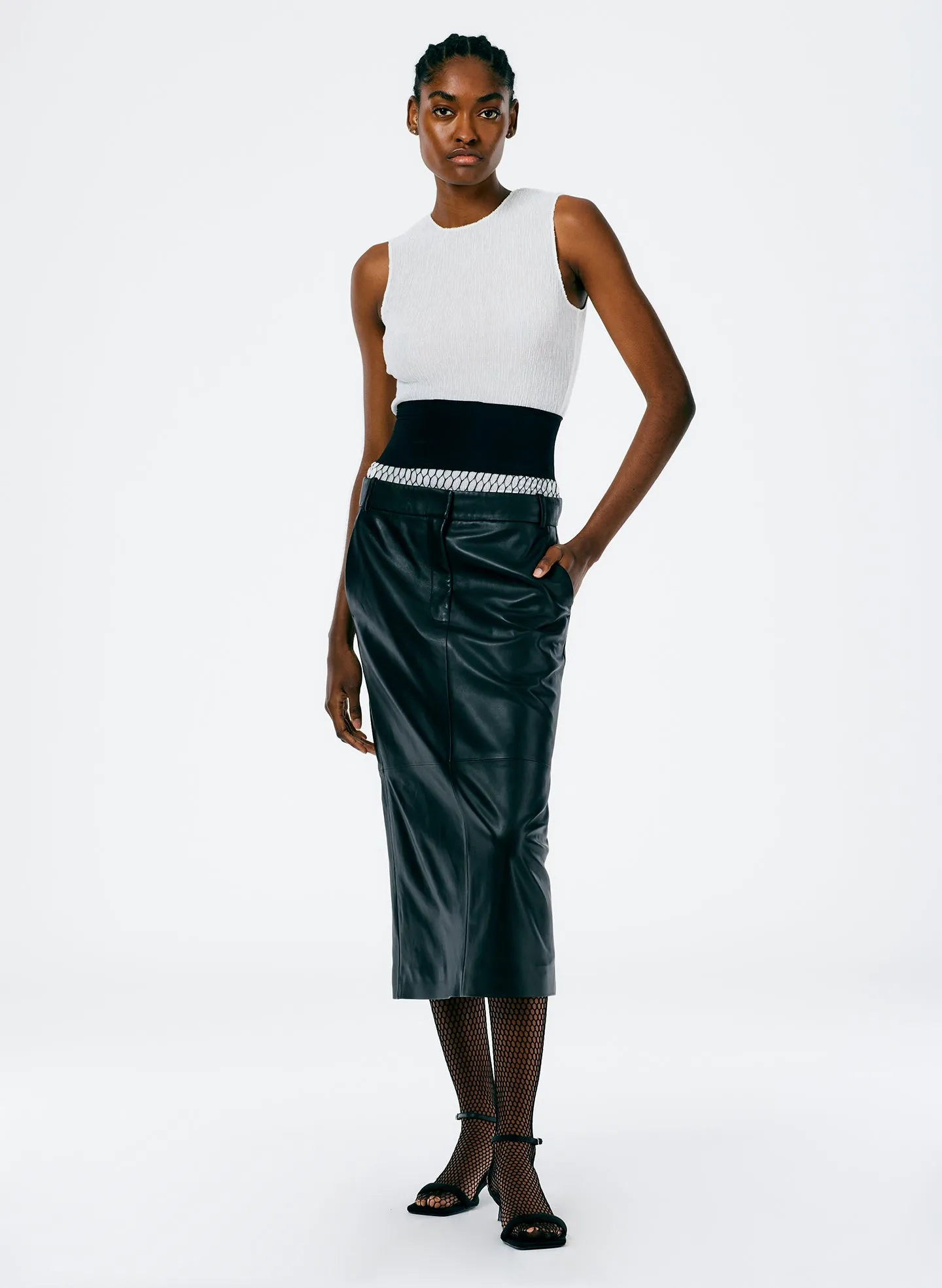 Leather Midi Trouser Skirt sold by Tibi