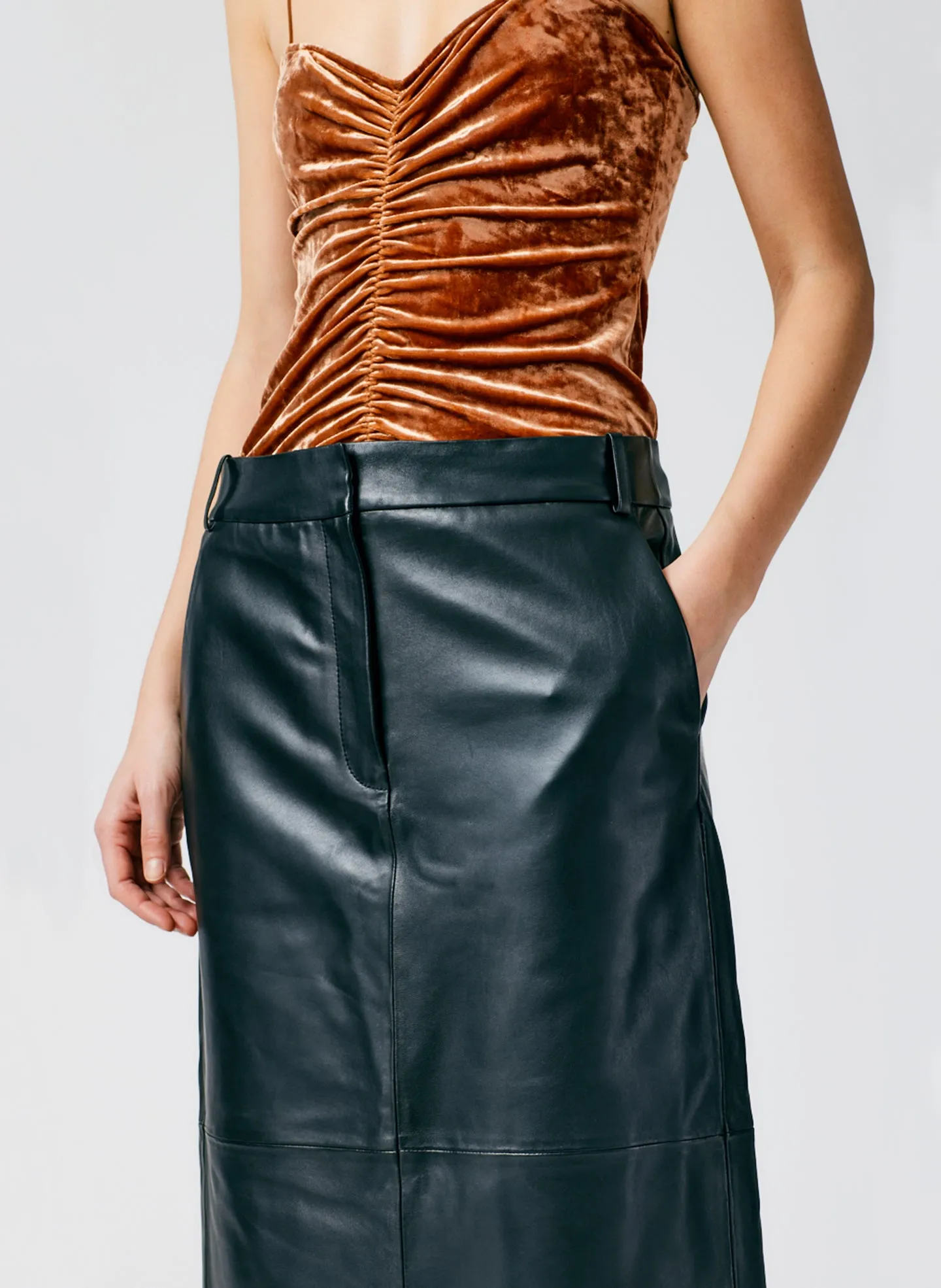 Leather Maxi Trouser Skirt sold by Tibi product image thumbnail 5