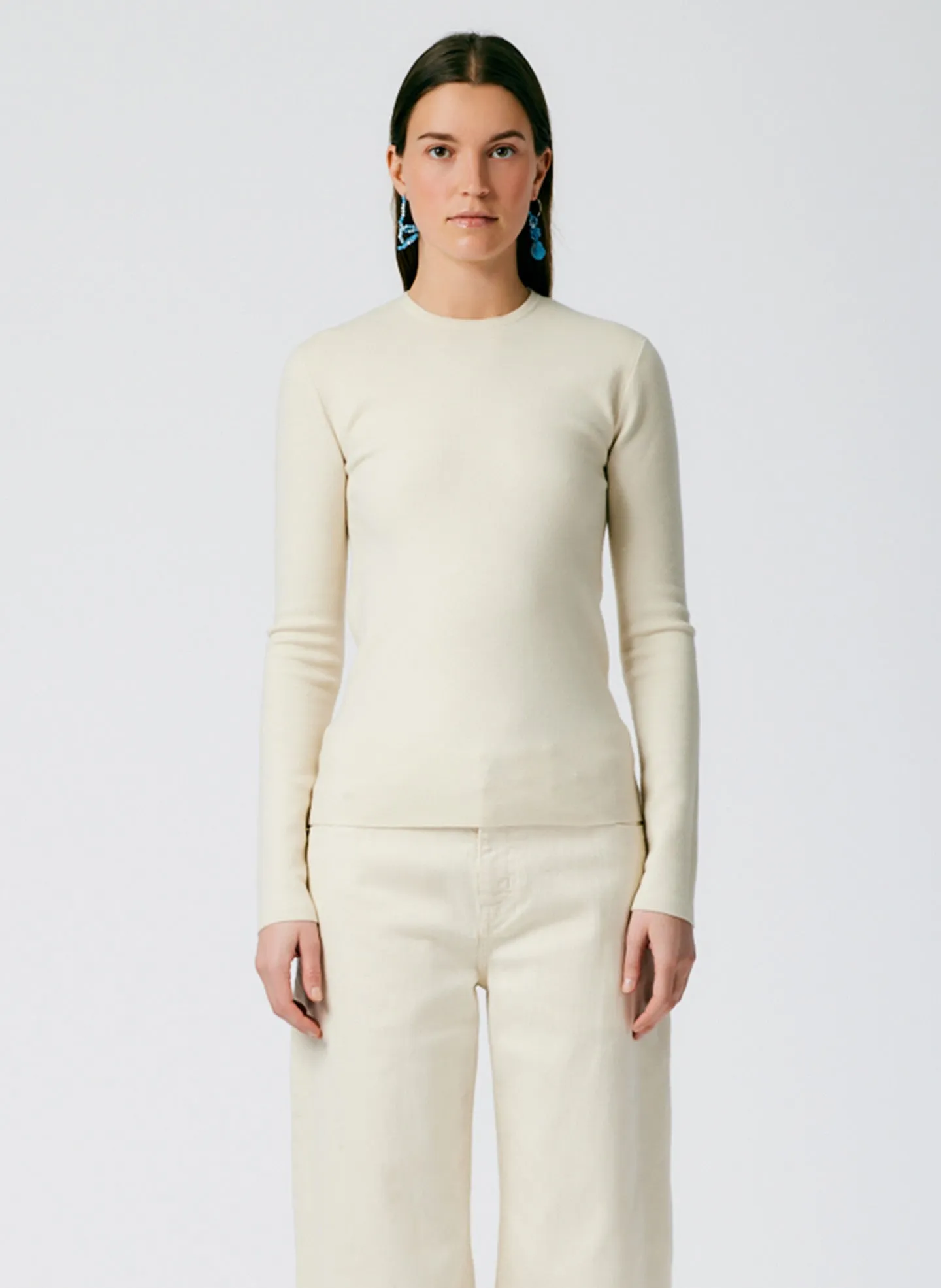 Compact Stretch Cashmere Mini Long Sleeve Pullover sold by Tibi product image thumbnail 2
