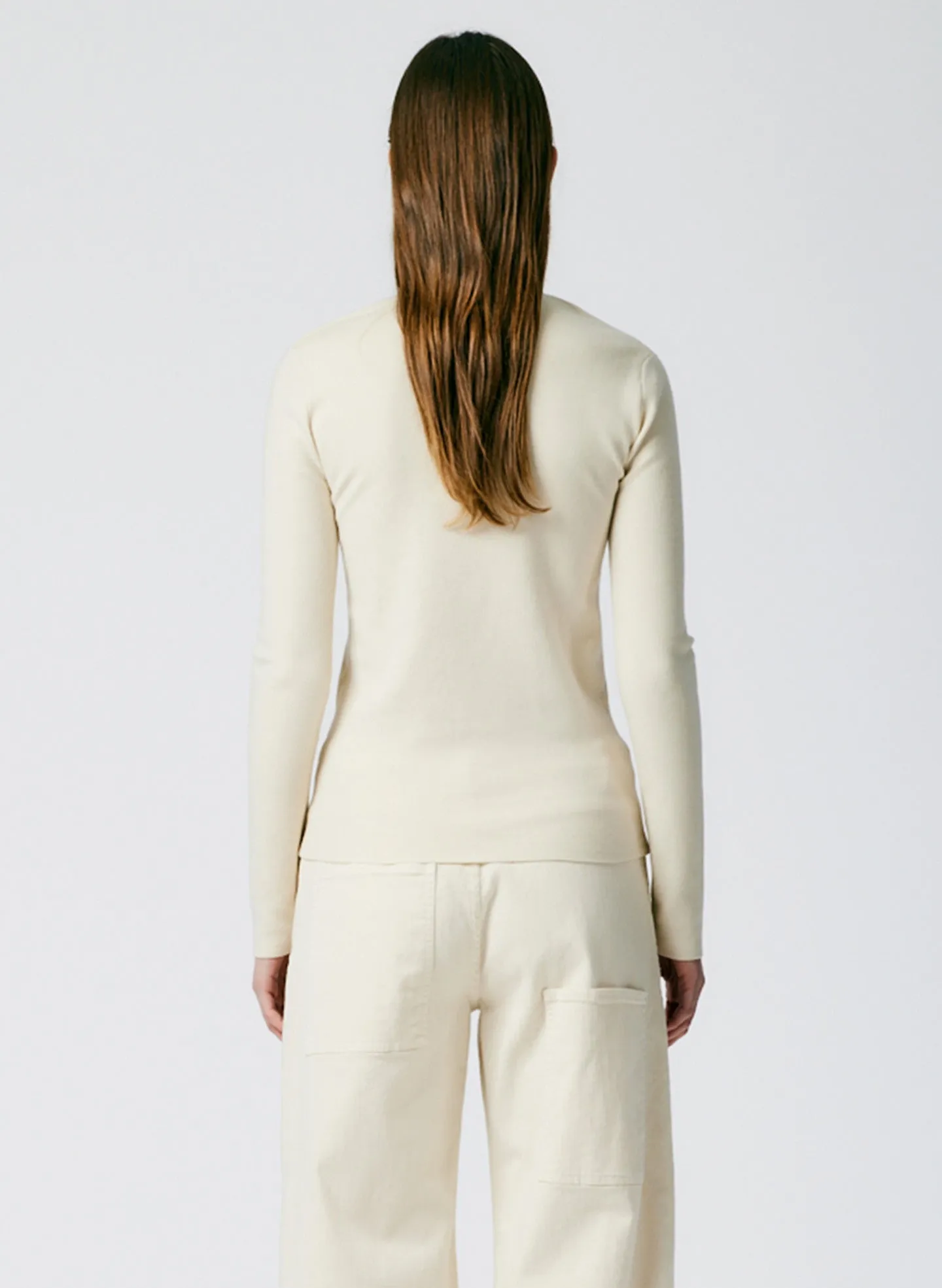 Compact Stretch Cashmere Mini Long Sleeve Pullover sold by Tibi product image thumbnail 4