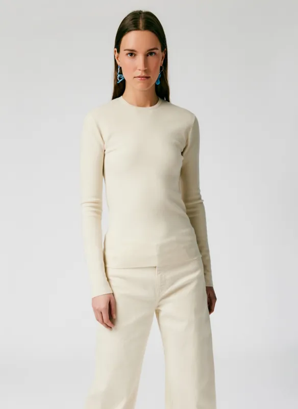 Compact Stretch Cashmere Mini Long Sleeve Pullover made by Tibi
