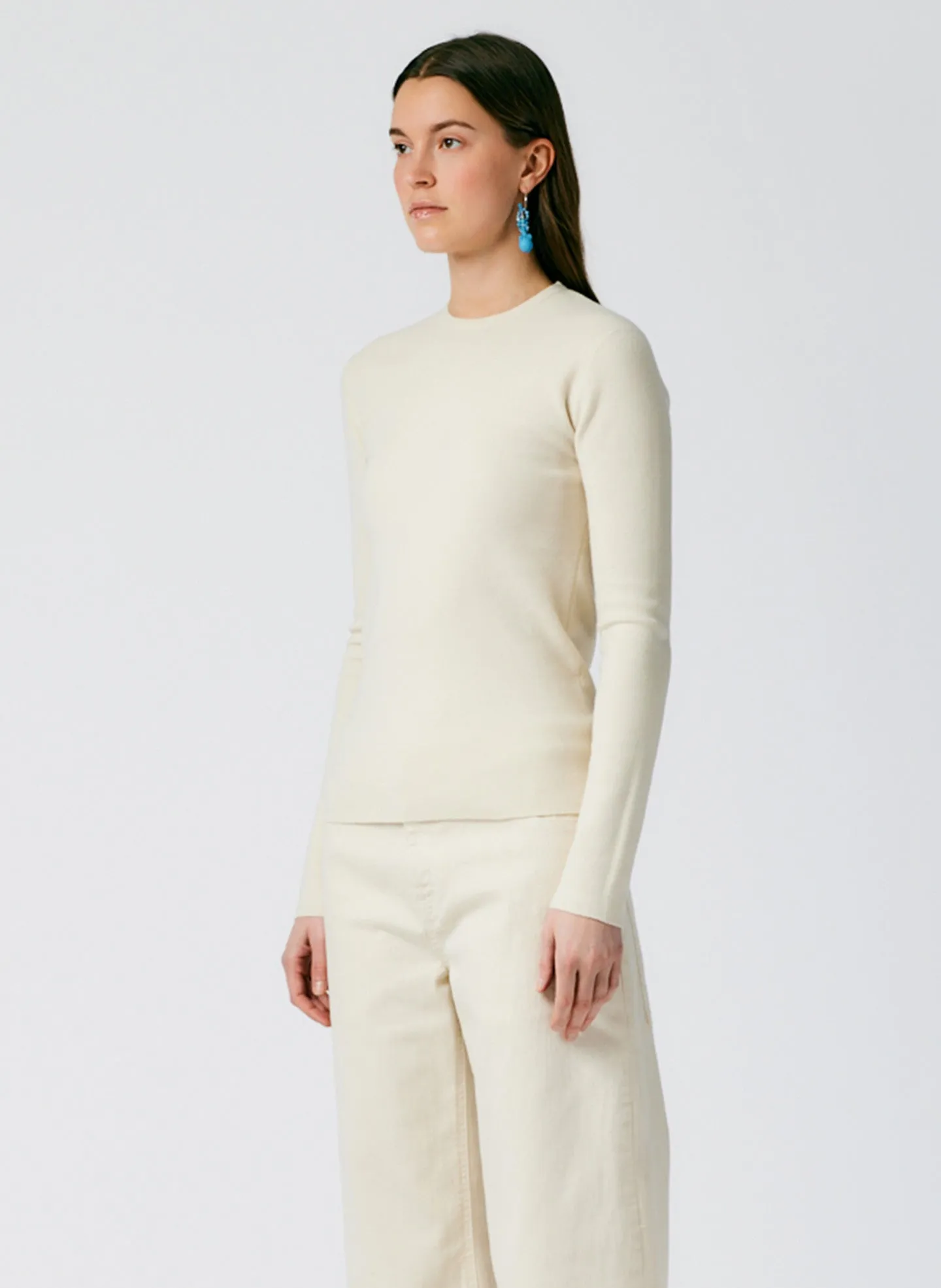 Compact Stretch Cashmere Mini Long Sleeve Pullover sold by Tibi product image thumbnail 3