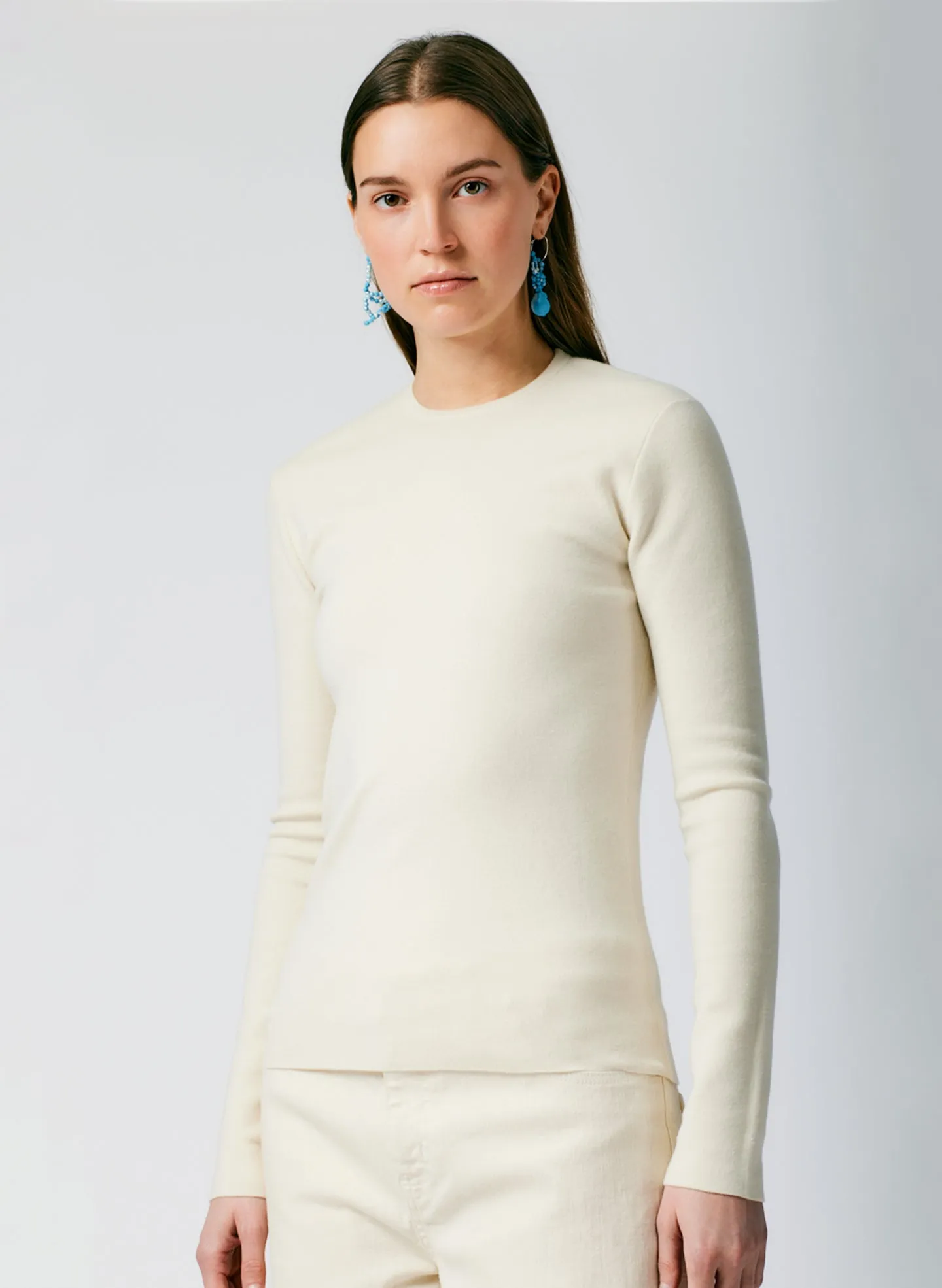 Compact Stretch Cashmere Mini Long Sleeve Pullover sold by Tibi product image thumbnail 5