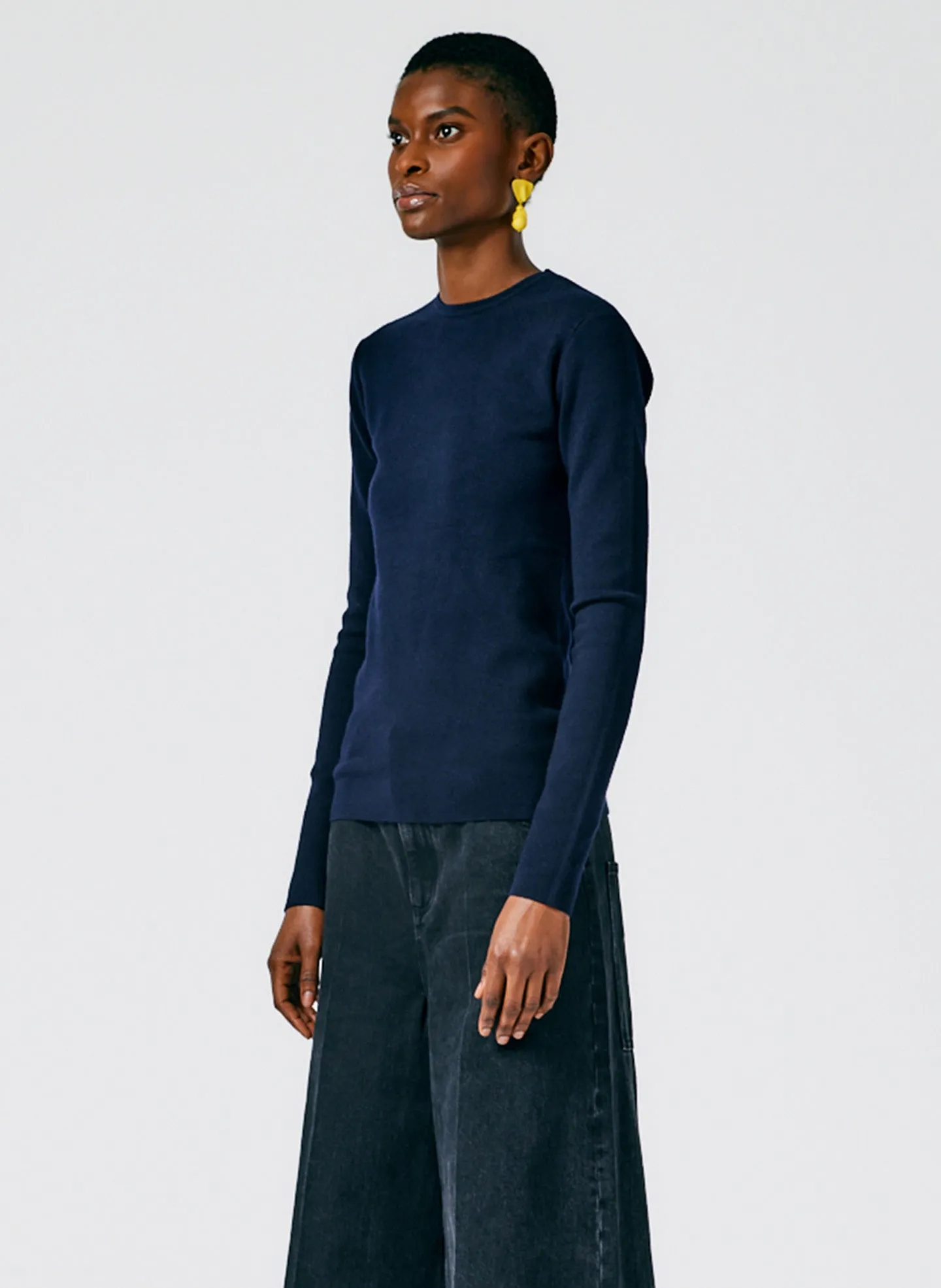Compact Stretch Cashmere Mini Long Sleeve Pullover sold by Tibi product image thumbnail 3