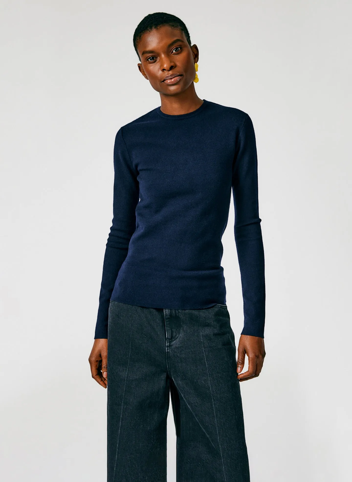 Compact Stretch Cashmere Mini Long Sleeve Pullover sold by Tibi