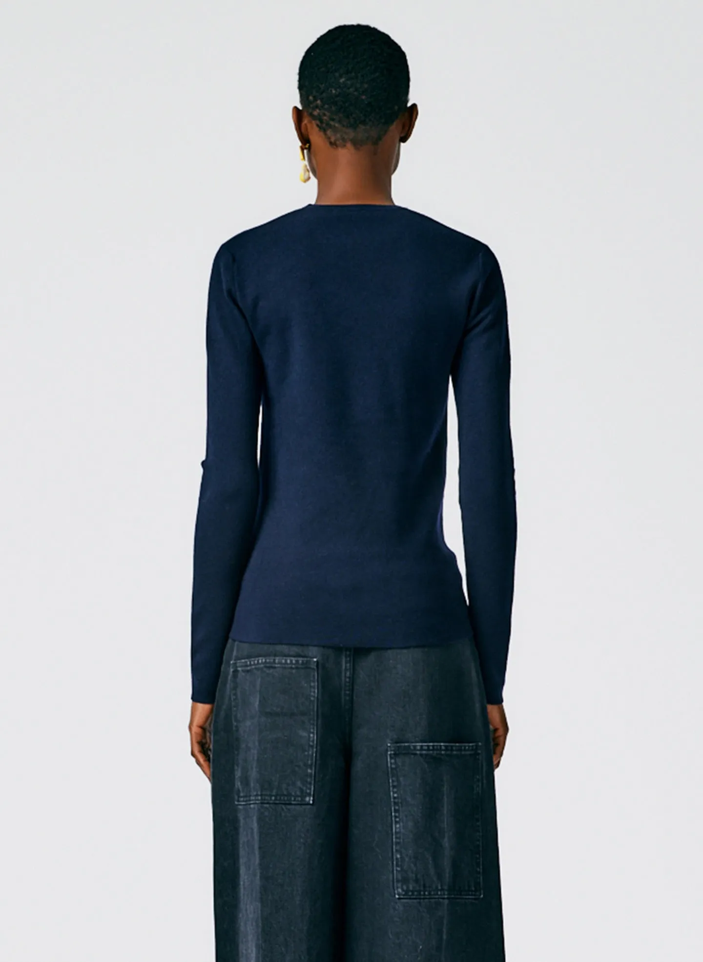 Compact Stretch Cashmere Mini Long Sleeve Pullover sold by Tibi product image thumbnail 5