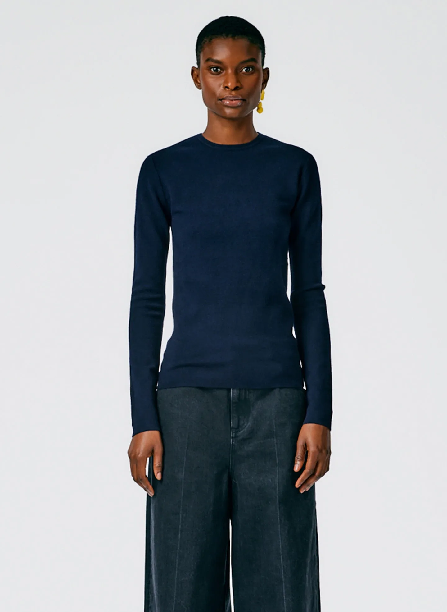 Compact Stretch Cashmere Mini Long Sleeve Pullover sold by Tibi product image thumbnail 2