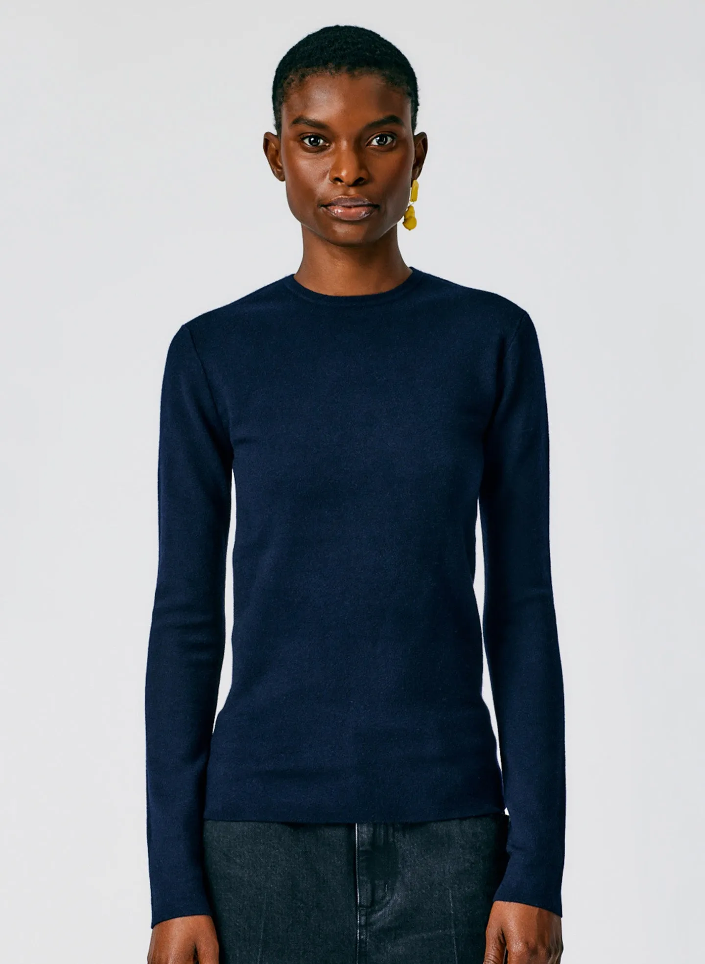 Compact Stretch Cashmere Mini Long Sleeve Pullover sold by Tibi product image thumbnail 4