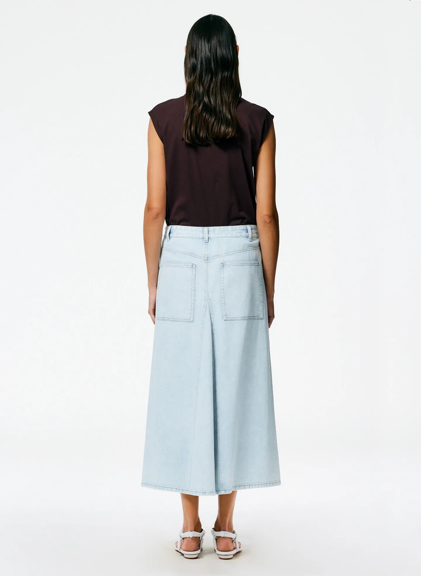 Denim Godet Midi Skirt sold by Tibi product image thumbnail 4