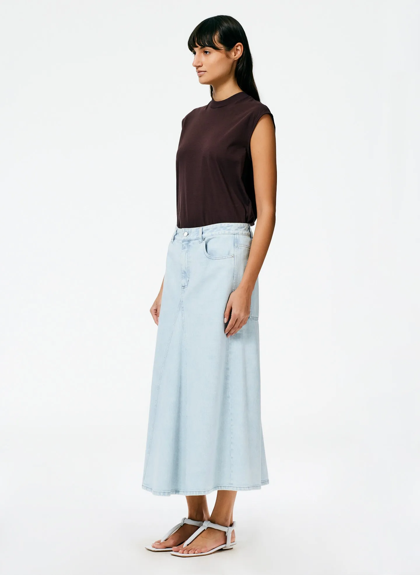 Denim Godet Midi Skirt sold by Tibi product image thumbnail 3