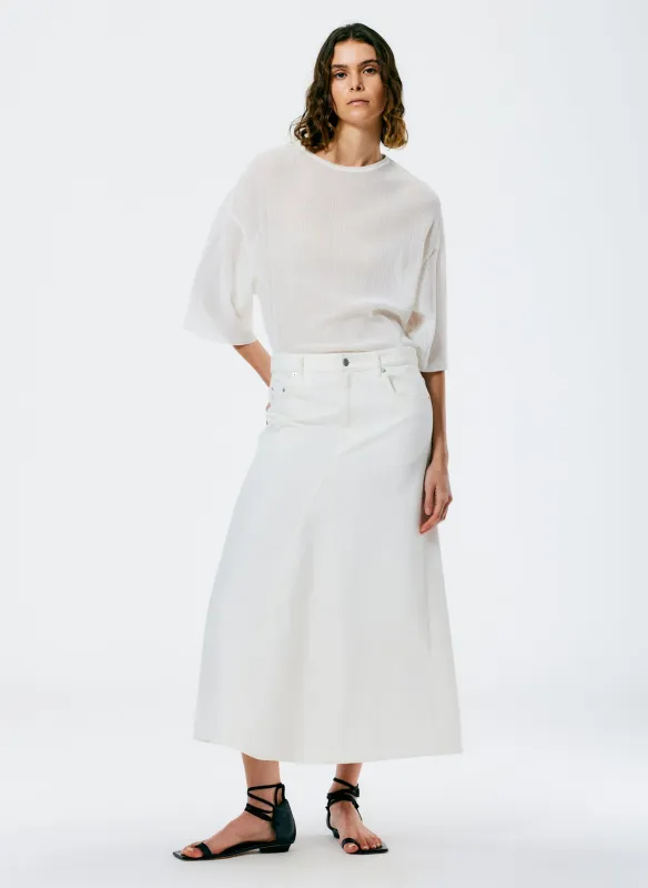 White Denim Godet Midi Skirt made by Tibi