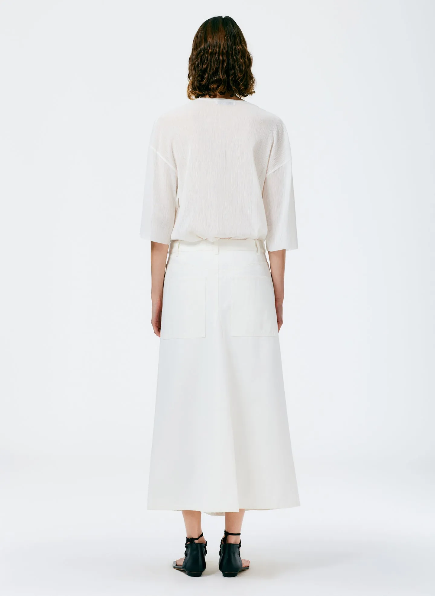 White Denim Godet Midi Skirt sold by Tibi product image thumbnail 3