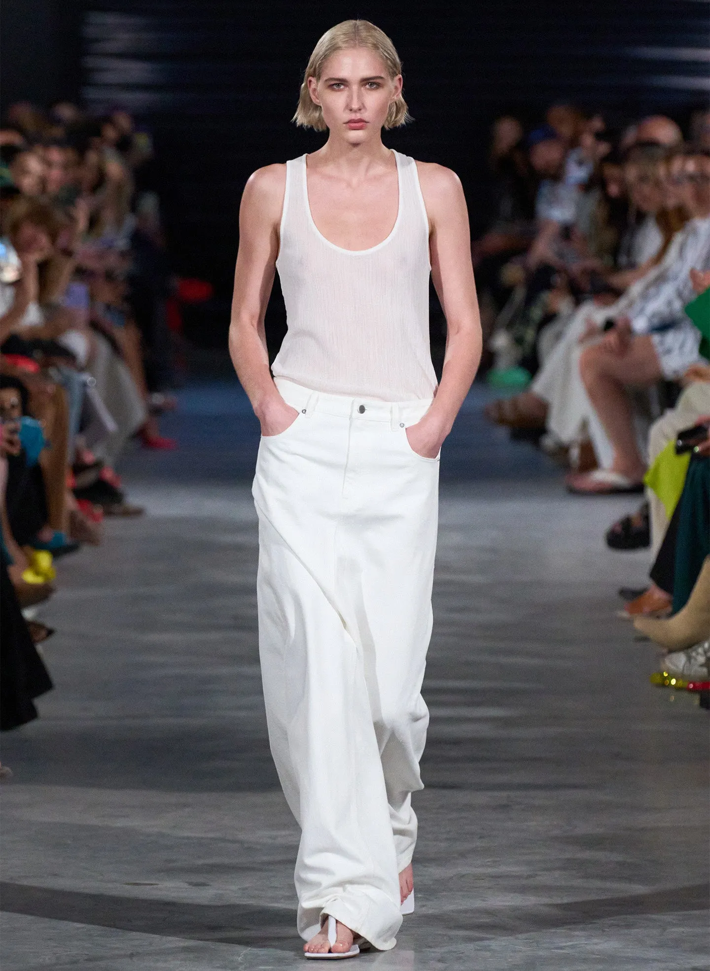 White Denim Godet Maxi Skirt sold by Tibi product image thumbnail 2