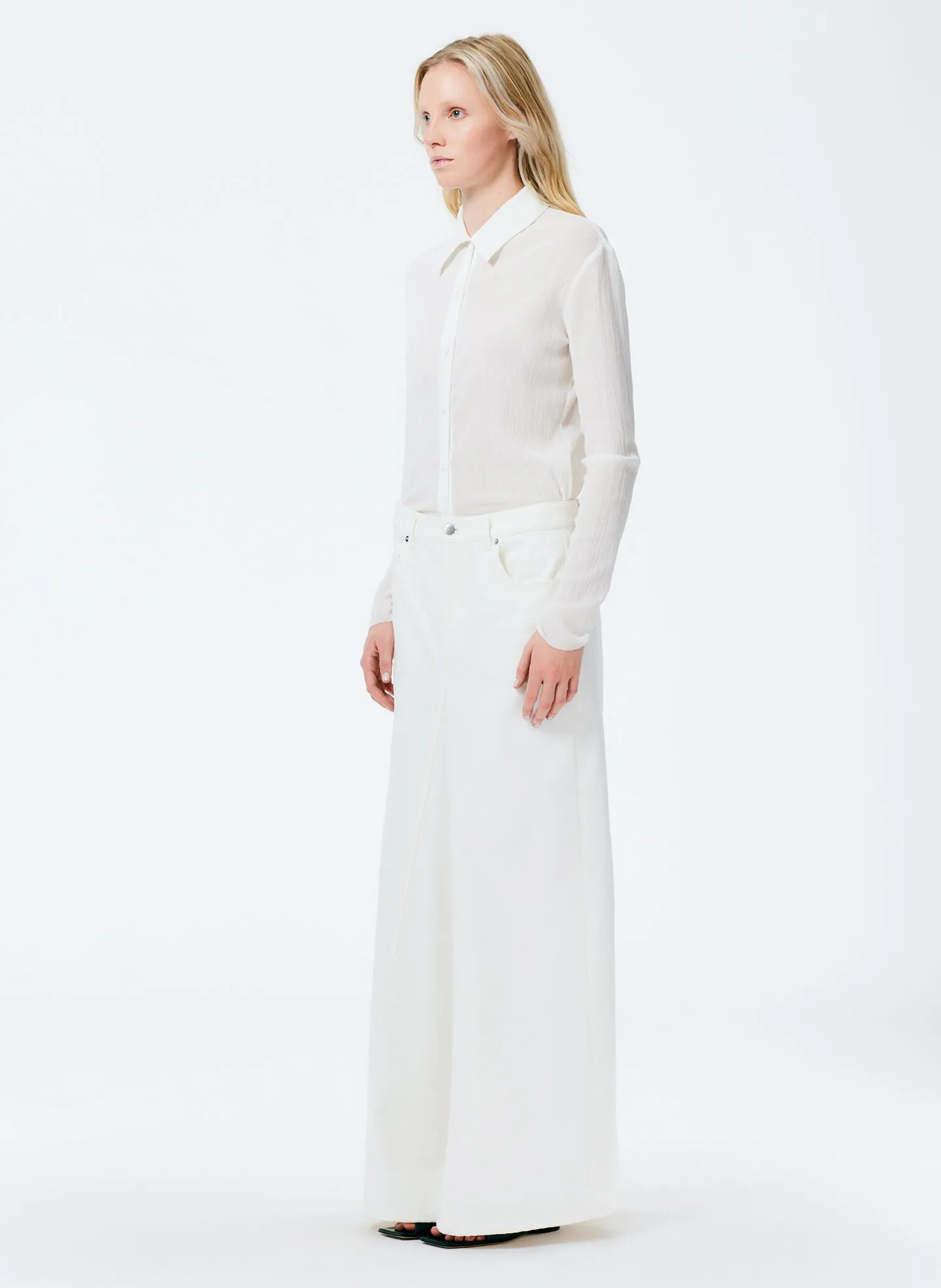 White Denim Godet Maxi Skirt sold by Tibi product image thumbnail 3