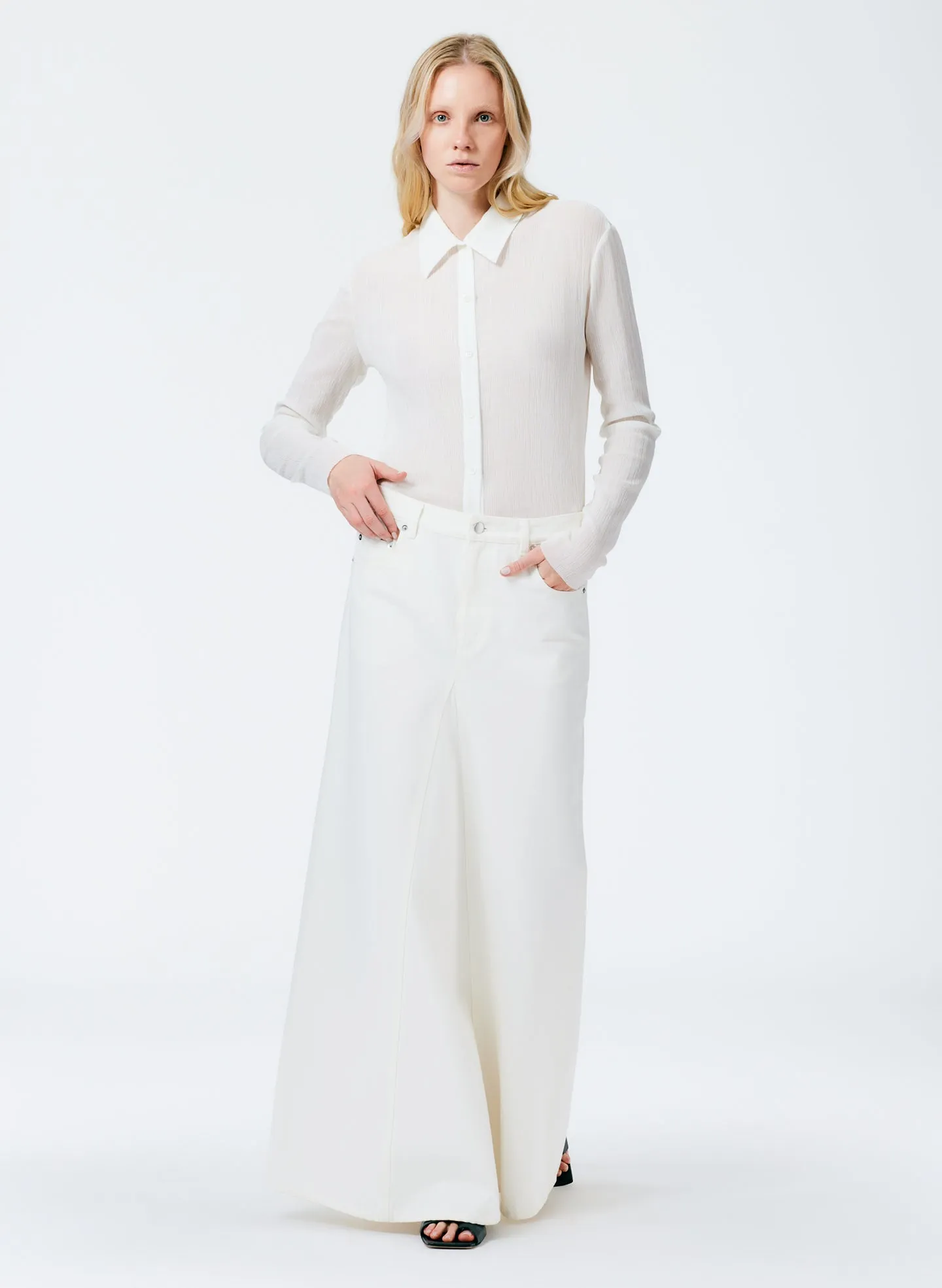 White Denim Godet Maxi Skirt sold by Tibi product image thumbnail 4