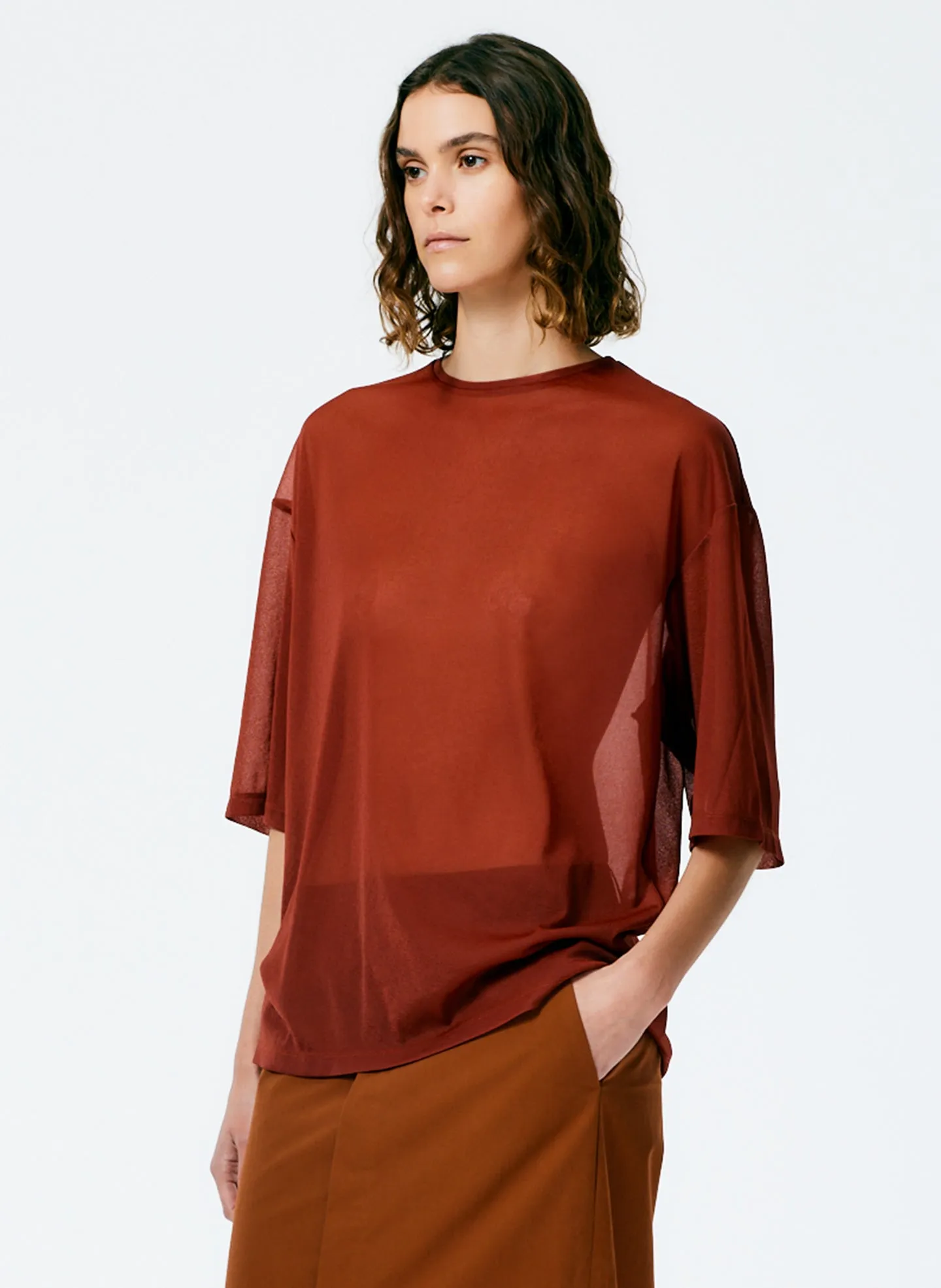 Sheer Gauze Easy T-Shirt sold by Tibi product image thumbnail 2